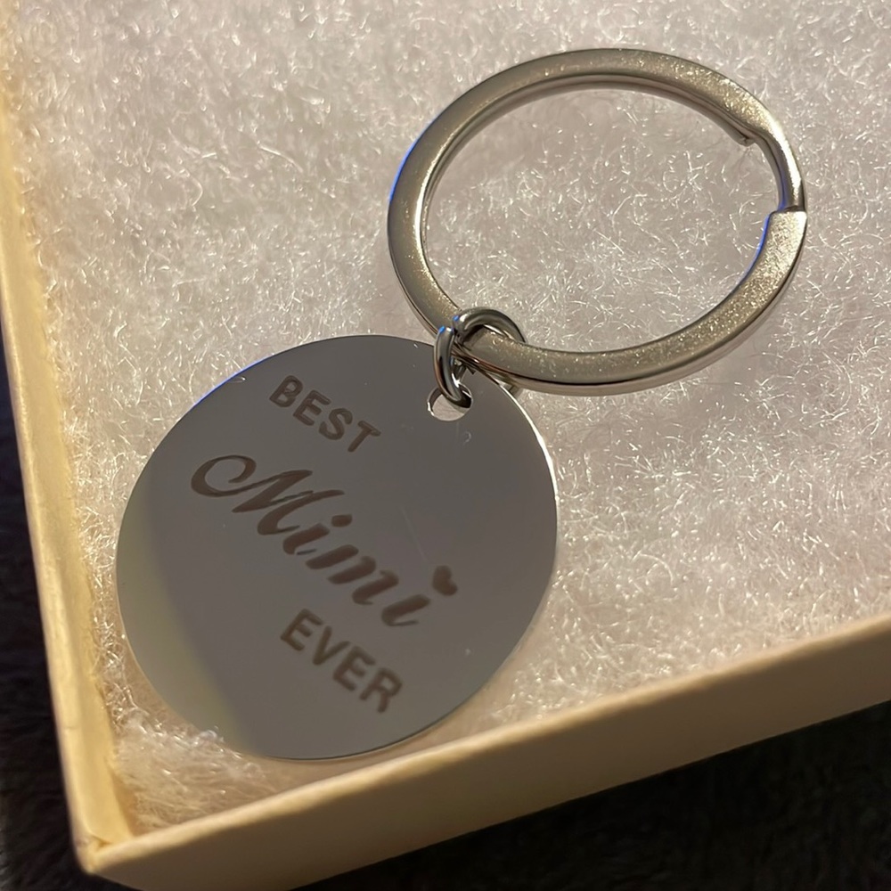 Stainless Steel Bag Charm Keychain “Best Mimi Ever” Love for Grandmother!